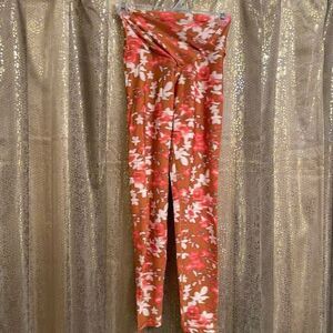 Aerie OFFLINE Burnt Orange Floral Fall Crossover Hi waist 7/8 Leggings, Medium